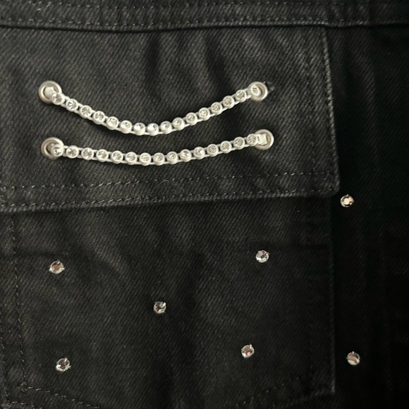 DAVID DAVID black washed Denim Embellished Button up Jean jacket size M - Picture 9 of 14